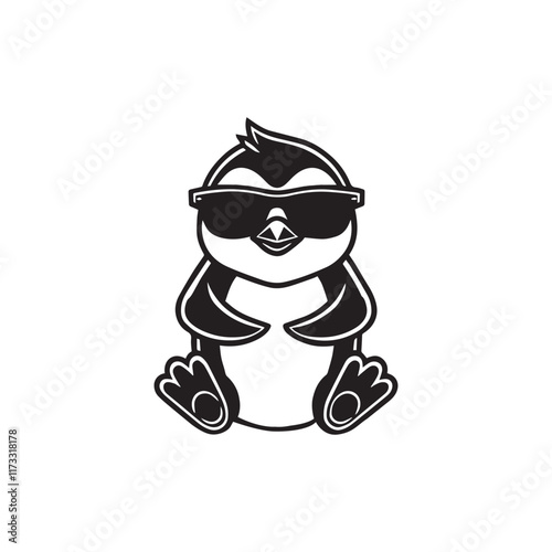 Wallpaper Mural Cute baby Penguin sitting wearing sunglass illustration vector, Penguin clipart Design, Funny Penguin Design
 Torontodigital.ca