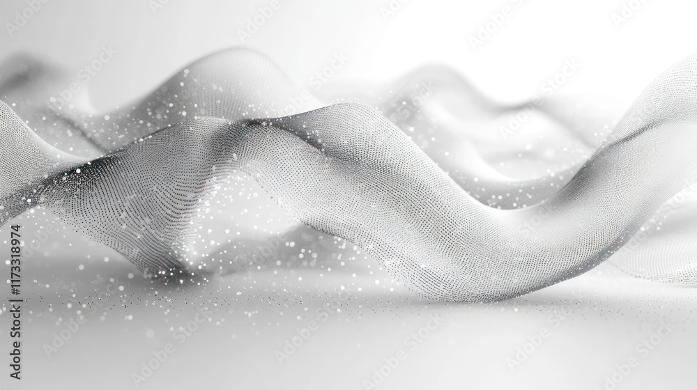 Obraz premium Abstract flowing grey waves with specks.
