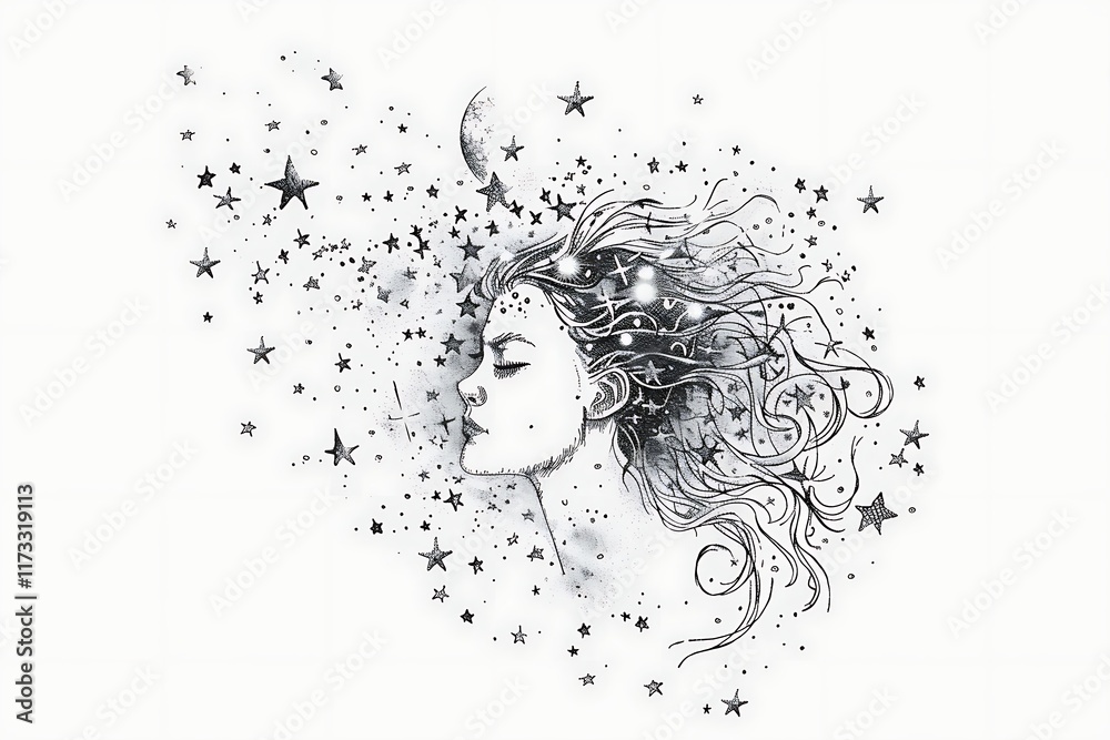 goddess outline surrounded by stars goddess outline surrounded by stars