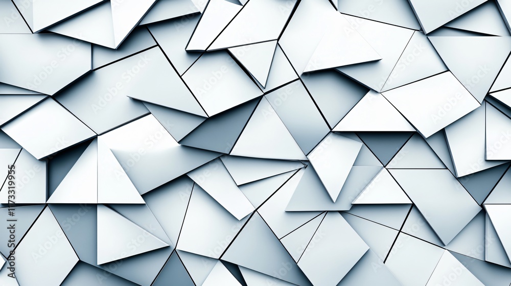 Obraz premium Abstract Geometric Triangular Pattern Background Silver White Polygonal Mosaic Texture