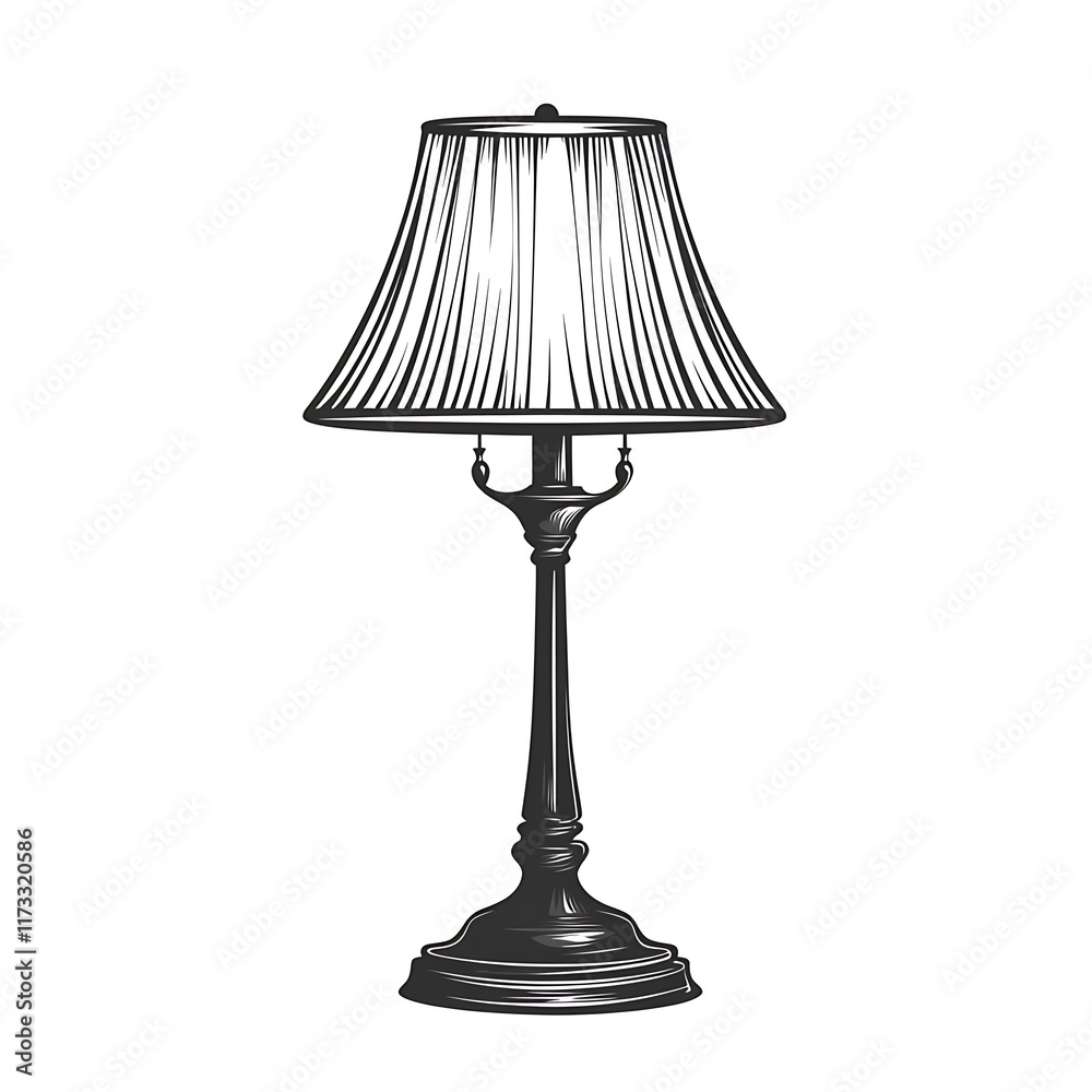 Table lamp sketch, detailed lines. Table lamp sketch, detailed lines.