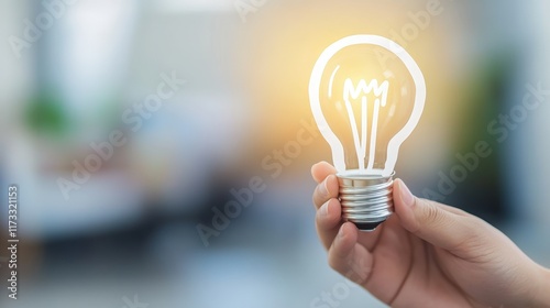 A Thoughtful Hand Grasping a Vintage Light Bulb Illuminating Ideas and Creativity in a Warm Atmosphere of Inspiration and Innovation for Digital Marketing