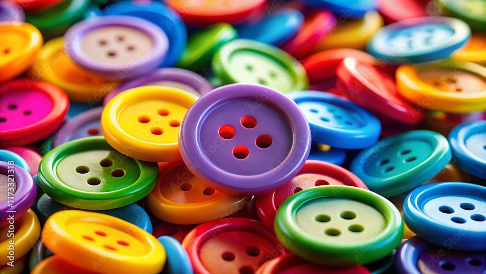 Low Light Photography: Colorful Plastic Buttons with Exclamation Mark Low Light Photography: Colorful Plastic Buttons with Exclamation Mark