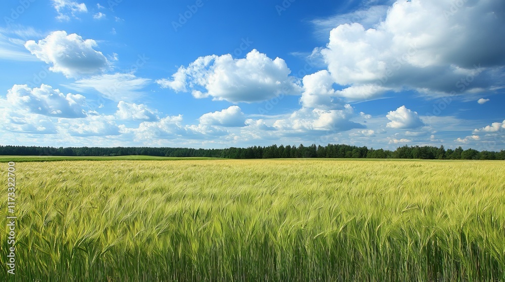 Vast Wheat Field Under a Cloudy Sky Vast Wheat Field Under a Cloudy Sky