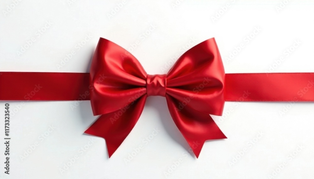 Classic red bow, perfectly centered against stark white , knot, birthday