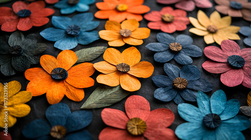Artistry in Antemoro Paper: A Vibrant Display of Flower-Embedded Sheets from Ambalavao, Madagascar photo