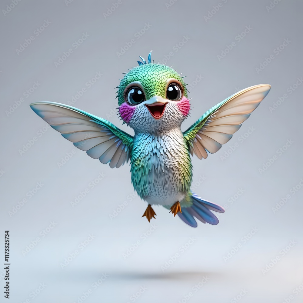 Obraz premium Adorable 3D Animal Character with Vibrant Colors and Playful Expression for Creative Projects. Generative AI
