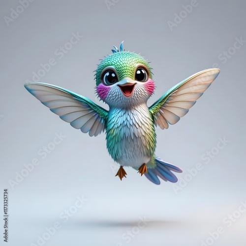 Adorable 3D Animal Character with Vibrant Colors and Playful Expression for Creative Projects. Generative AI photo