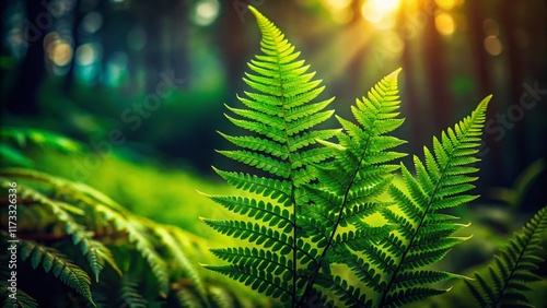 Wallpaper Mural Lush Green Fern Leaf in Mystical Forest - Nature Stock Photo Torontodigital.ca
