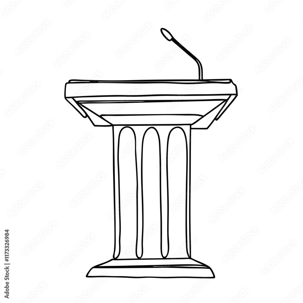 Podium with Microphones Line Art Podium with Microphones Line Art