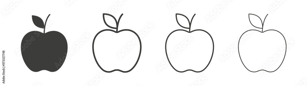 Apple icon flat and linear vector illustration on white background. Apple icon flat and linear vector illustration on white background.