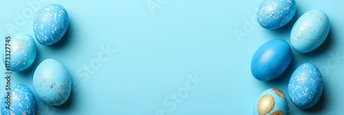 Easter Eggs Decorated in Blue and Gold