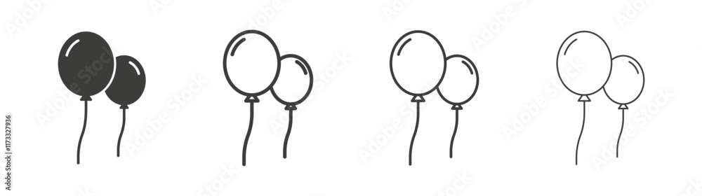 Balloons icon flat and linear vector illustration on white background. Balloons icon flat and linear vector illustration on white background.
