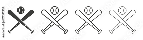 Baseball icon flat and linear vector illustration on white background.