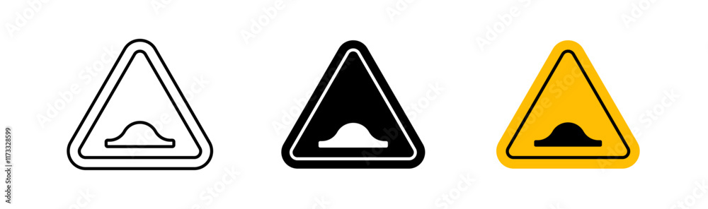 Caution speed Ramps signs flat and linear vector illustration on white background. Caution speed Ramps signs flat and linear vector illustration on white background.