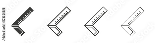 Carpenter ruler icon flat and linear vector illustration on white background.