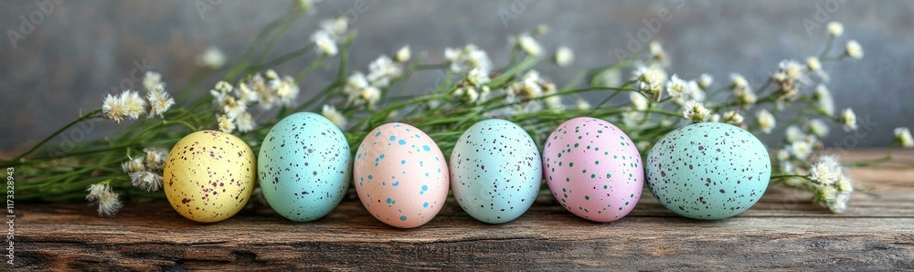 Fototapeta premium Colorful Easter Eggs Decorated with Flowers