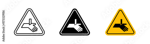 Cutting hand straight blade signs flat and linear vector illustration on white background.