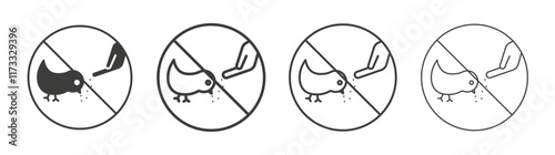 Do not feed birds signs flat and linear vector illustration on white background.