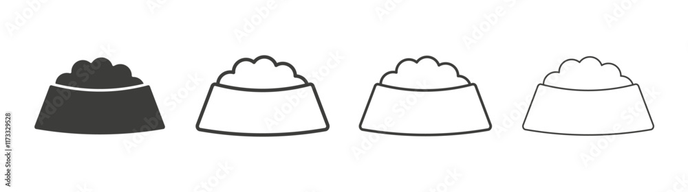 Dog feeding icon flat and linear vector illustration on white background. Dog feeding icon flat and linear vector illustration on white background.