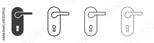 Door handle icon flat and linear vector illustration on white background.