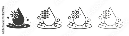 Essentials oil drop icon flat and linear vector illustration on white background.