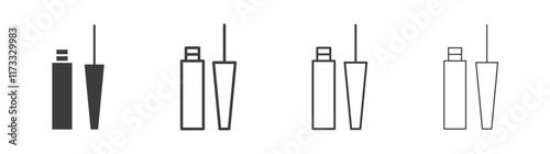 Eyeliner icon flat and linear vector illustration on white background.