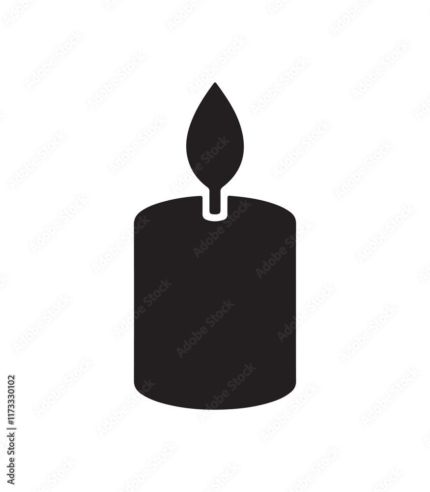 Candle silhouette icon vector on white background Candle silhouette icon vector on white background
