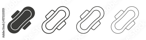 Feminine hygiene pad icon flat and linear vector illustration on white background.