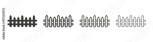 Fence icon flat and linear vector illustration on white background.