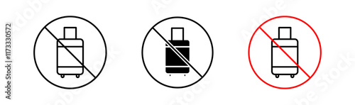 Forbidden luggage signs flat and linear vector illustration on white background.