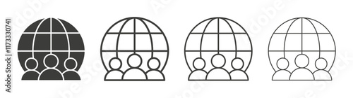 Global leadership icon flat and linear vector illustration on white background.