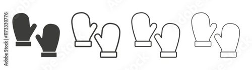 Gloves icon flat and linear vector illustration on white background.