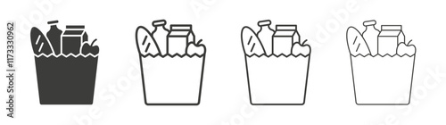 Groceries icon flat and linear vector illustration on white background.