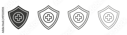 Immune guard icon flat and linear vector illustration on white background.