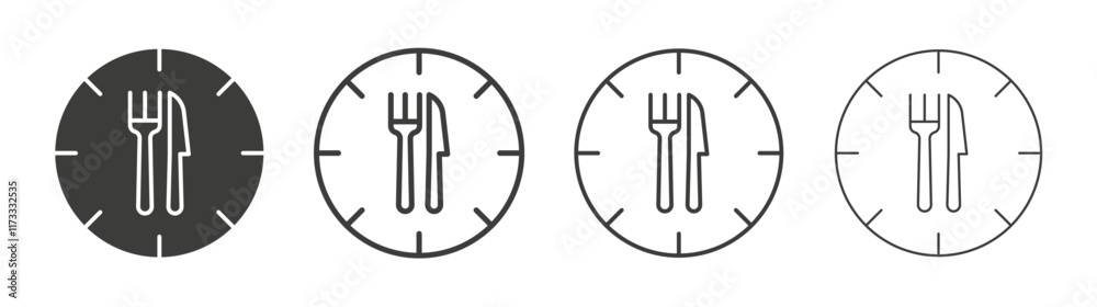 Lunch time icon flat and linear vector illustration on white background.