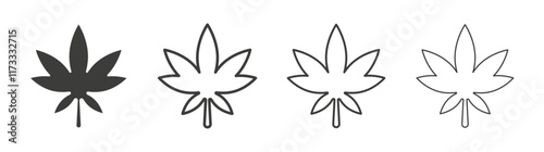 Marijuana icon flat and linear vector illustration on white background.