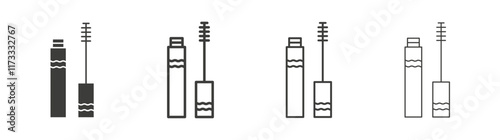 Mascara icon flat and linear vector illustration on white background.