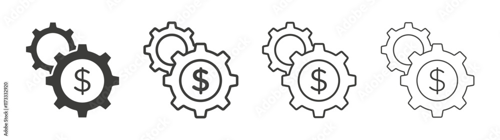 Money processes icon flat and linear vector illustration on white background. Money processes icon flat and linear vector illustration on white background.