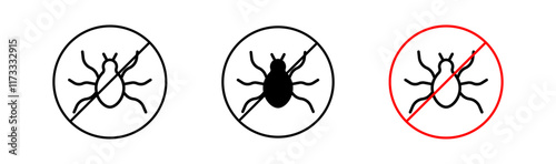 Mite in the prohibition signs flat and linear vector illustration on white background.