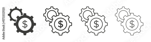 Money processes icon flat and linear vector illustration on white background.