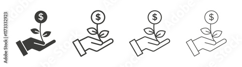 Money tree icon flat and linear vector illustration on white background.