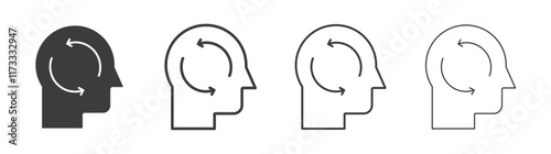 Memory recall icon flat and linear vector illustration on white background.