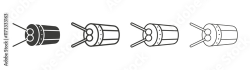 Muslim drum icon flat and linear vector illustration on white background.