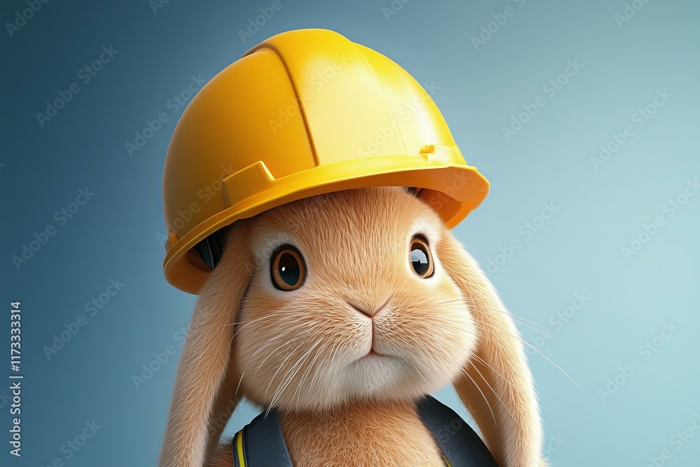 Cute Cartoon Bunny Construction Worker Cute Cartoon Bunny Construction Worker