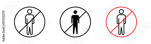 No entry signs flat and linear vector illustration on white background.