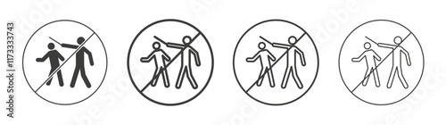 No fight signs flat and linear vector illustration on white background.