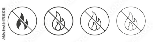 No fire signs flat and linear vector illustration on white background.