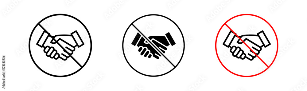 No handshake signs flat and linear vector illustration on white background. No handshake signs flat and linear vector illustration on white background.