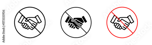 No handshake signs flat and linear vector illustration on white background.